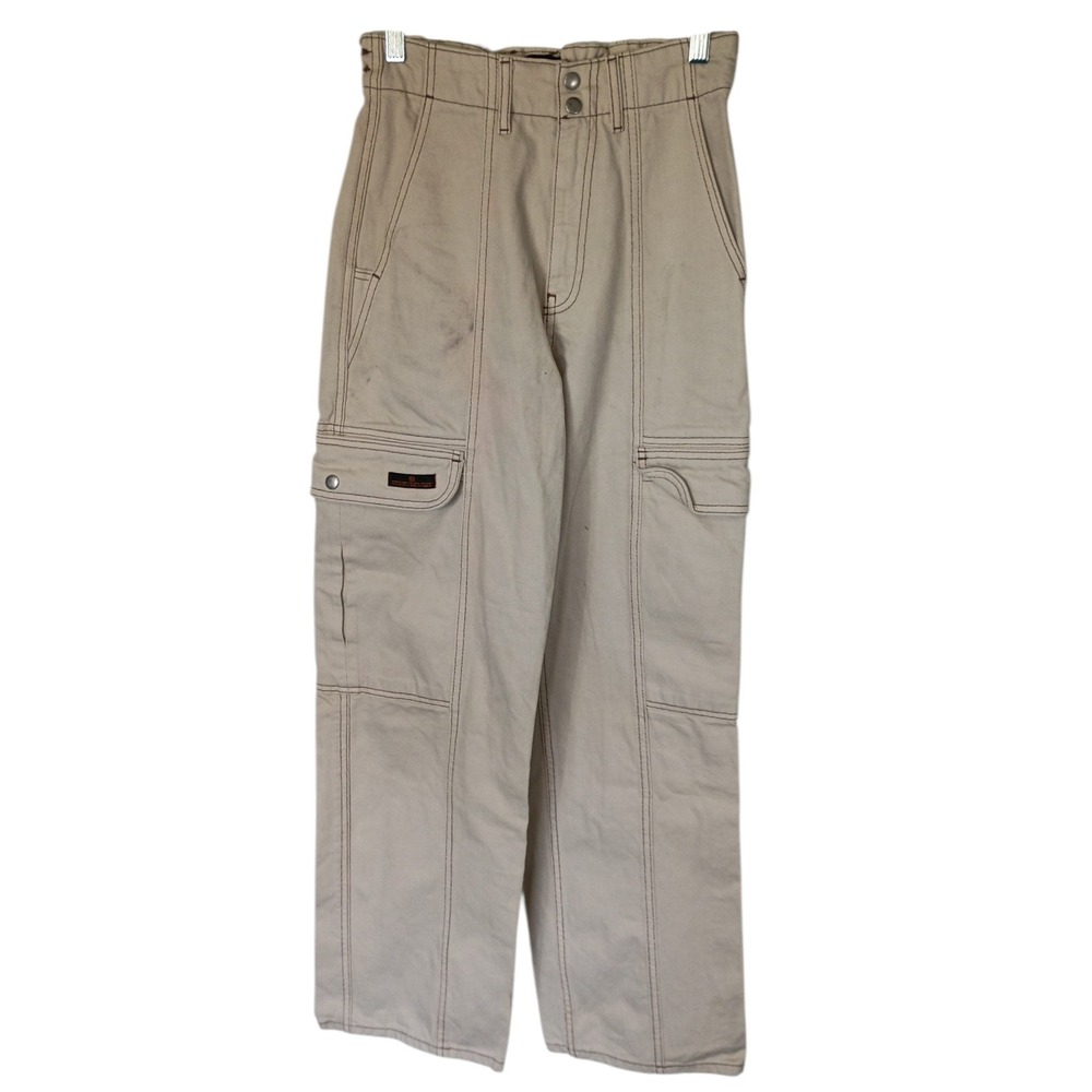 BDG Urban Outfitters Tan Cargo Carpenter Pants Contrast Stitch Straight Leg 26